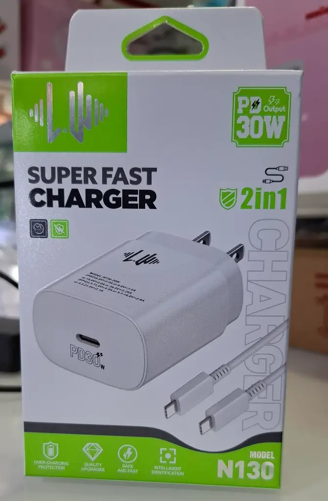 [N130 TPC] Cargador 1E (TPC) Cable TPC-TPC N130 PD 30W