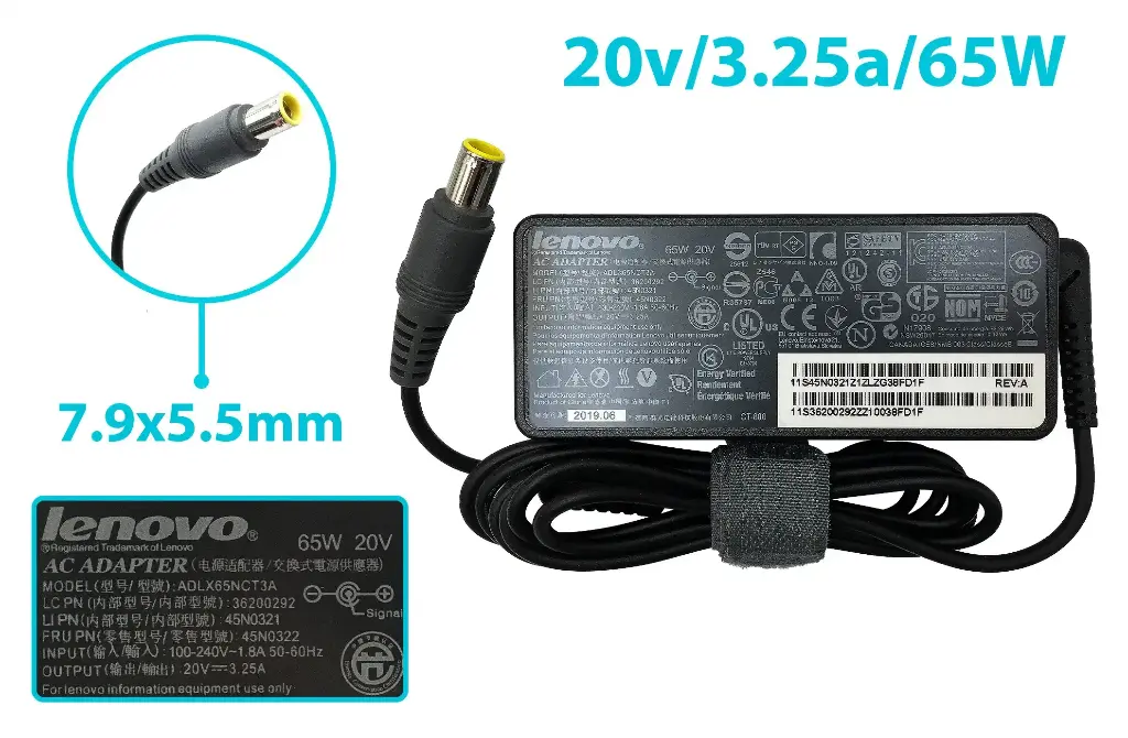 [L 65W 7.9x5.5] Cargador Genuine Lenovo 65W 7.9*5.5