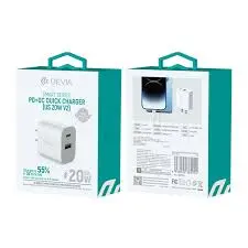 [Cargador Solo 2 entrada Devia 20W Fast Charge V2] Cargador Solo 2P-(USB,TPC) Devia 20W Fast Charge V2