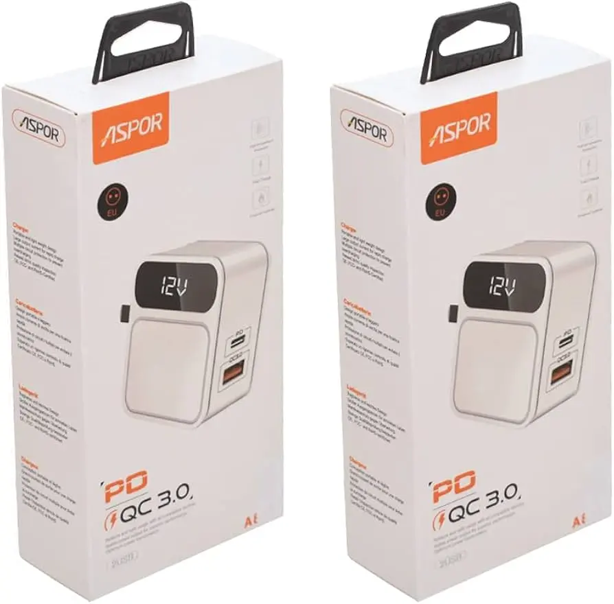[A835] Cargador con cable USB-IP ASPOR A835 PD QC3.0 