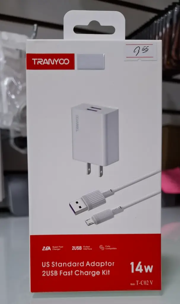 Cargador 2P-(2xUSB) Cable USB-MICRO TRANYOO T-C02 14W