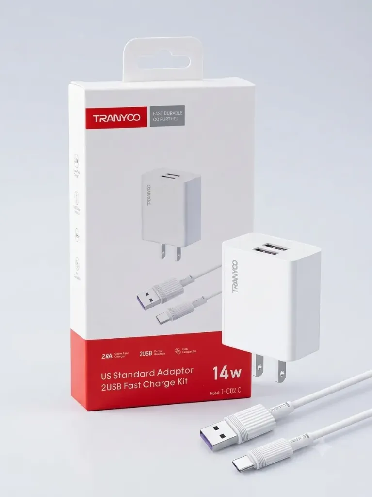 [T-C02 C] Cargador Kit Fast TRANYOO 2USB TPC T-C02 14W 