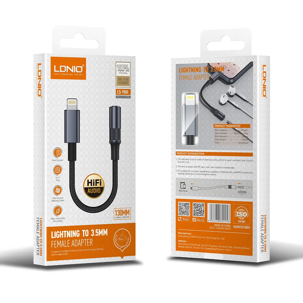 [Adaptador IP-AUX LDNIO LS-Y80i] Adaptador LDNIO IPHONE-AUX LS-Y80i