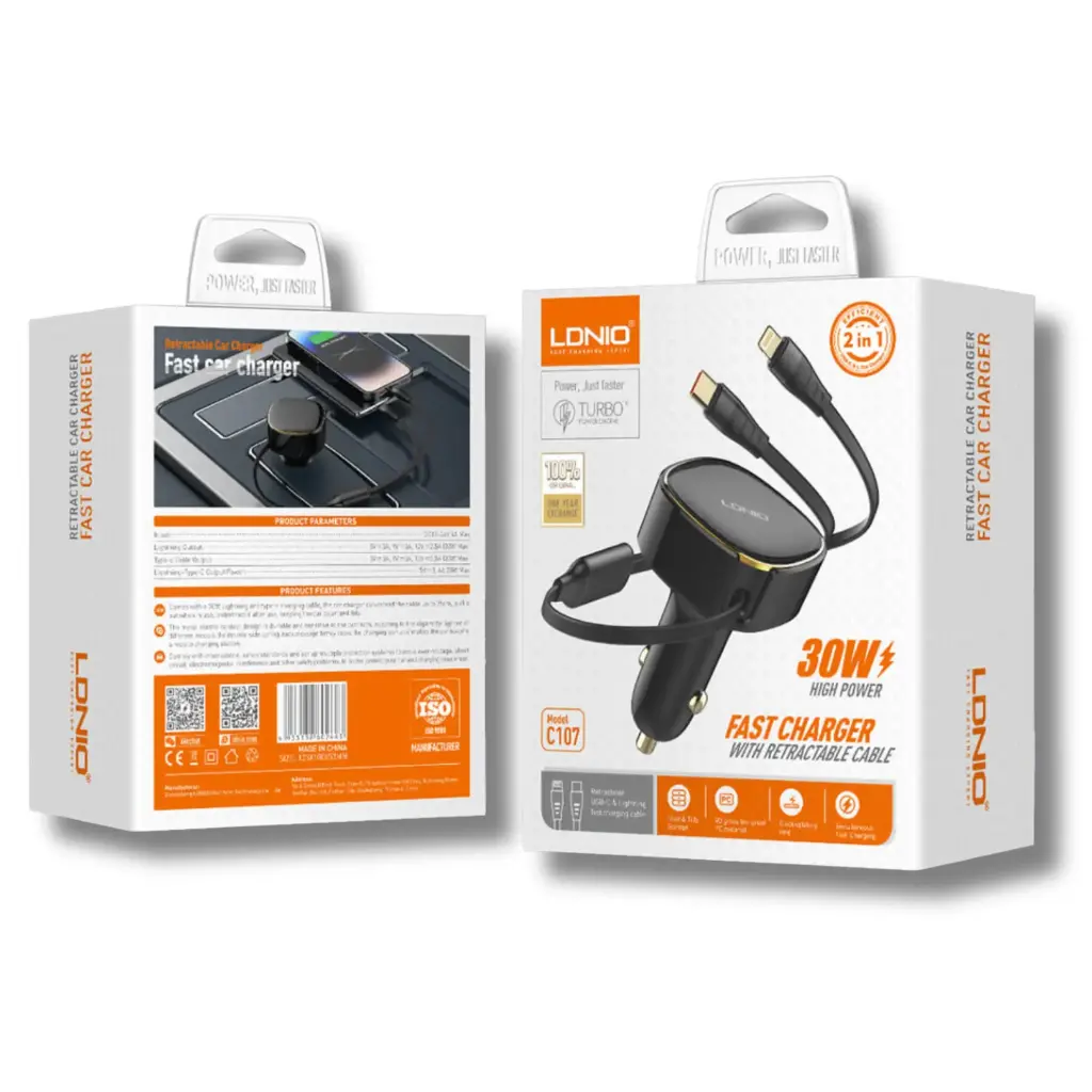 [TPC IP 30W LDNIO 2en1 C107] Cargador de Auto C510Q S6