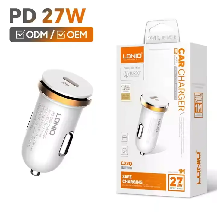 [C22Q] Cargador Auto 1P-(TPC) Cable TPC-IP LDNIO C22Q  27W