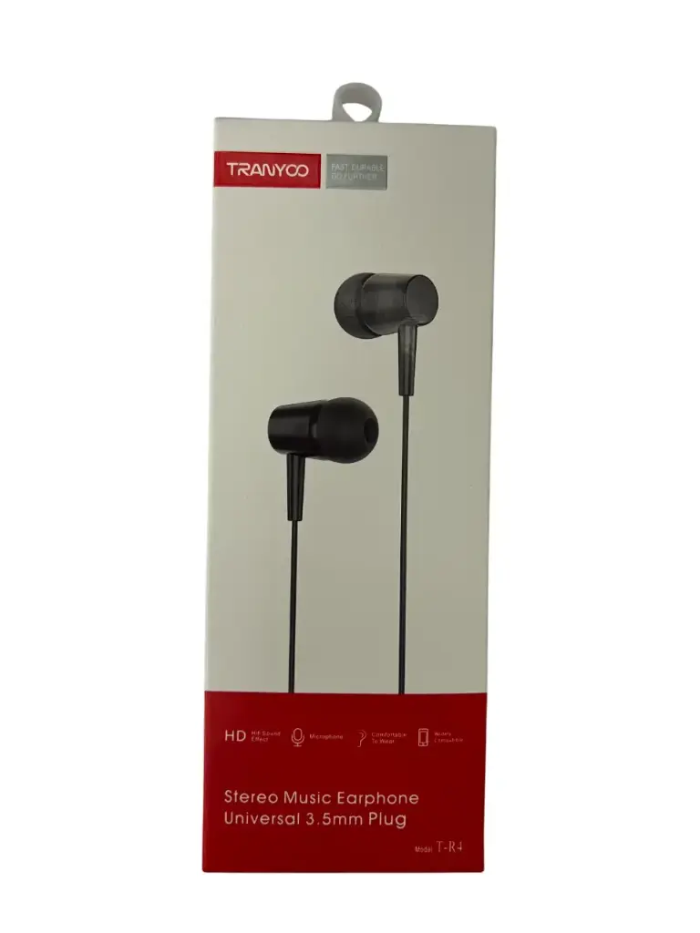[T-R4 Negro] Audifonos Cable Aux 3.55mm plug Tranyoo T-R4 Negro