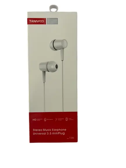 [T-R4 B] Audifonos Cable Aux Tranyoo 3.55mm plug T-R4 Blanco