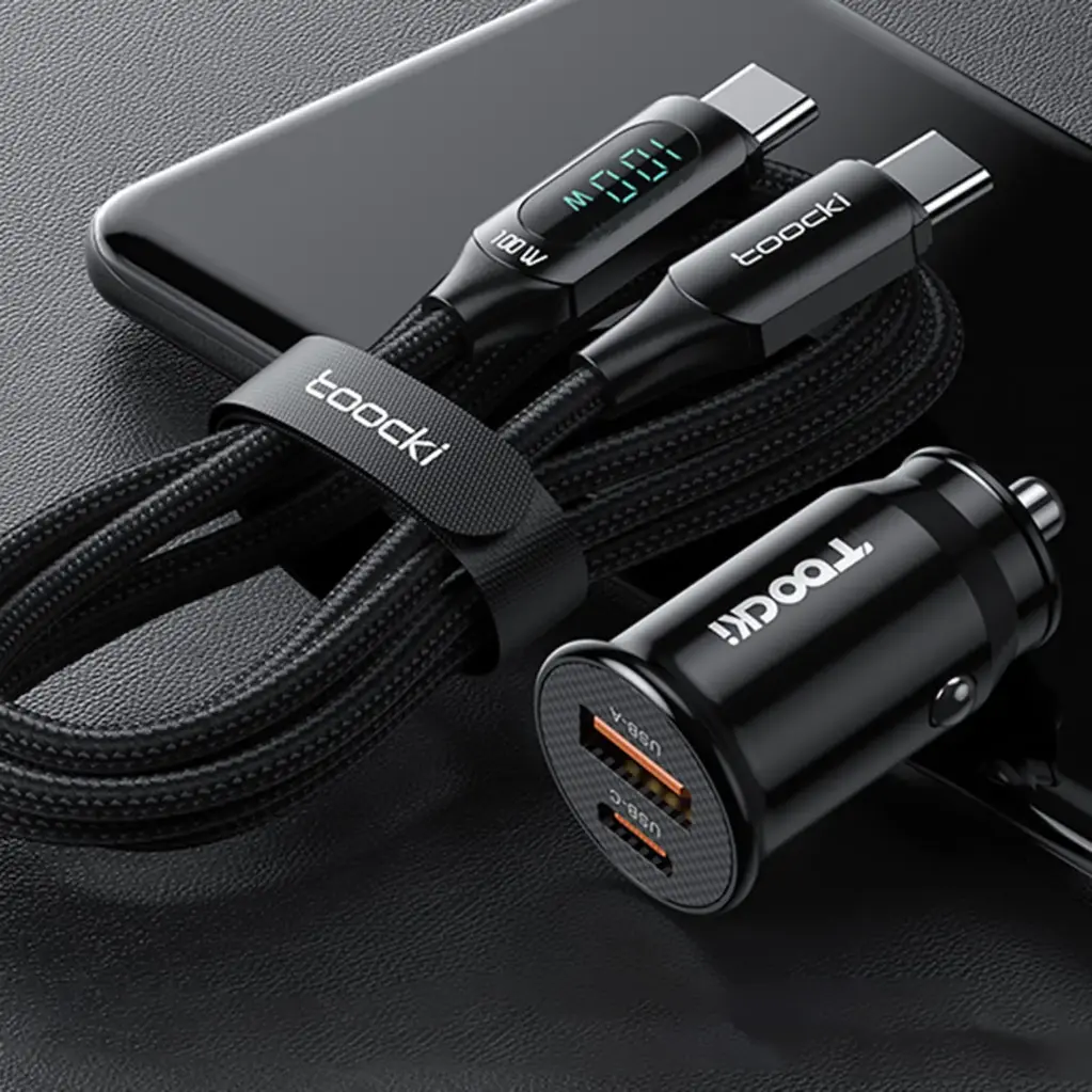 [PD20W LC-19] Cargador Auto 2P-(USB,TPC) Cable TPC-TPC PD20W LC-19