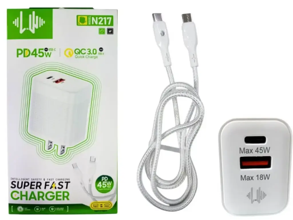 [N217 TPC-IP] Cargador 2P-(USB, TPC) Cable TPC-IP N217 PD 45W QC3.0
