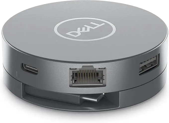 Adaptador DELL DA305u 6MC1K Docking Station 6-in-1 USB-C - Circular Cable Coaxial, Plug and Play, Integrated USB-C - Gray (Poco Uso)