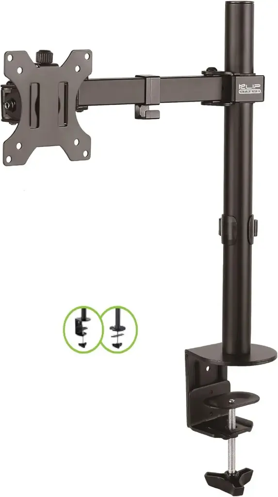 Base de Monitor Klip Xtreme Soporte de Escritorio para Monitor de hasta 32"  - Inclinación, Giro y Rotación Ajustables - Articulado - VESA 75,100 - Conexión en C - Monitor Único