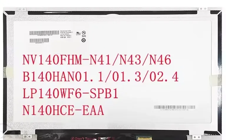 [N140HCE-EAA] Pantalla LCD N140HCE-EAA | para laptop 14 pulg | HD (1366x768) | 40 pines |  Con Brackets | conector inferior derecha | Slim | Brillante (copia)