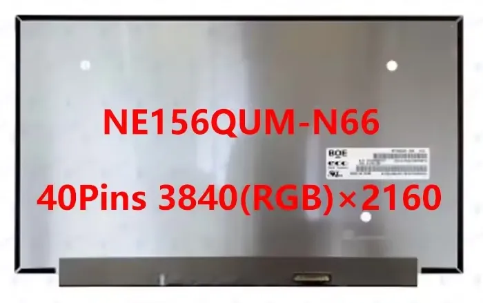 [NE156QUM-N66] Pantalla LCD NE156QUM-N66 | para laptop 15.6 pulg | UHD 4K (3840x2160) | 40 pines eDP |  Sin Brackets | conector inferior derecha