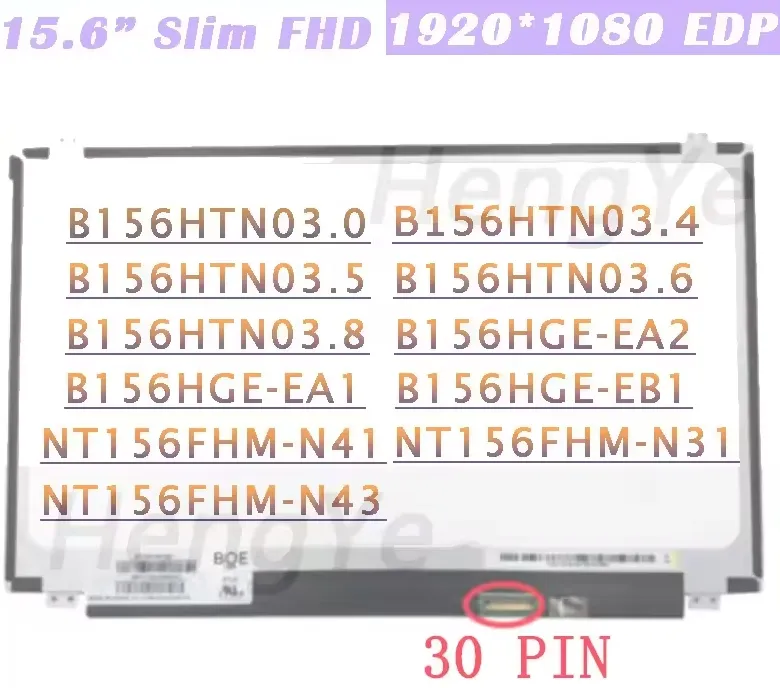 Pantalla LCD NT156FHM-N41 |  para laptop 15.6" | WUXGA FHD (1920x1080) | 30 pines | Con Brackets | conector inferior derecha | Matte