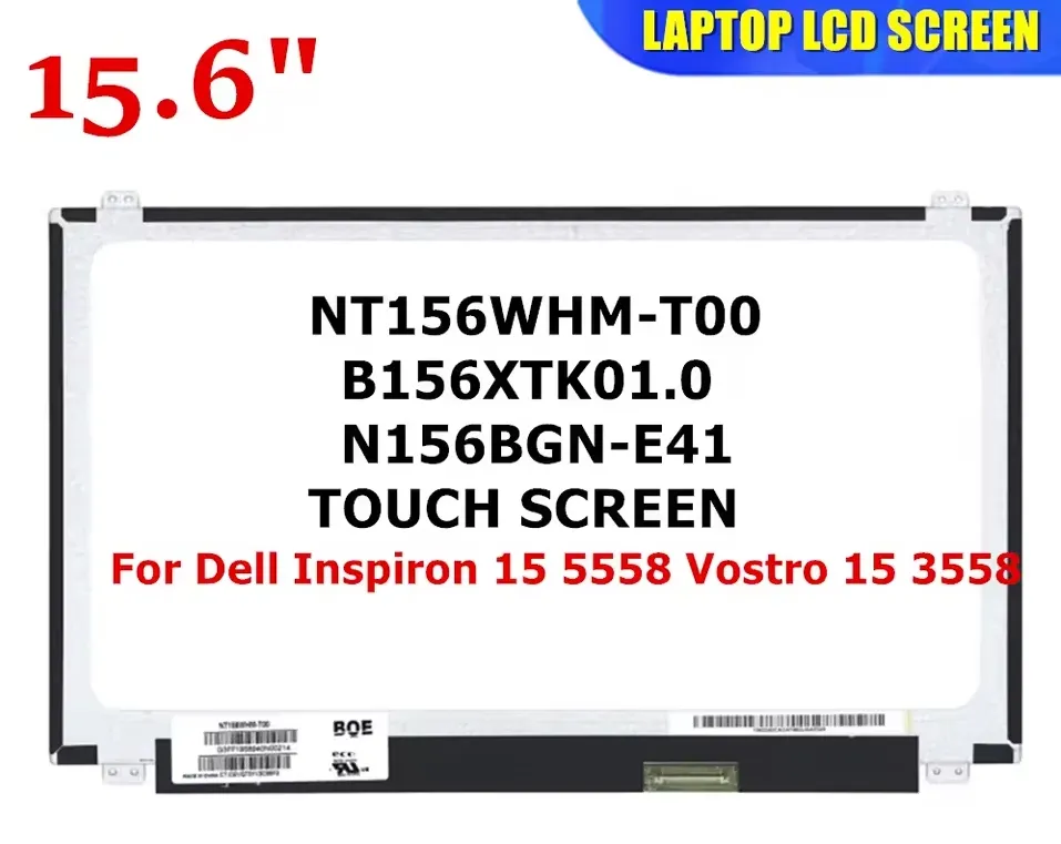 Pantalla LCD NT156WHM-T00 |  para laptop 15.6" | WXGA HD (1366x768) | 40 pines | Con Brackets | conector inferior derecha | Táctil