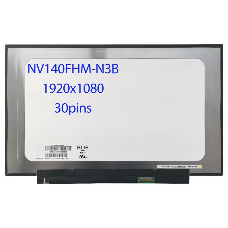 Pantalla LCD NV140FHM-N3B | para laptop 14 pulg | FHD (1920x1080) | 30 pines eDP |  Sin Brackets | conector inferior derecha | Slim