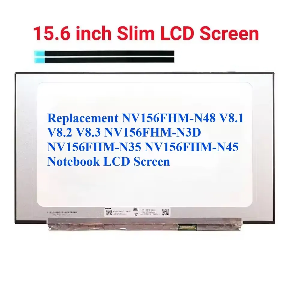 Pantalla LCD NV156FHM-N3D | para laptop 15.6 pulg | FHD (1920x1080) | 30 pines eDP |  Sin Brackets | conector inferior derecha | Slim