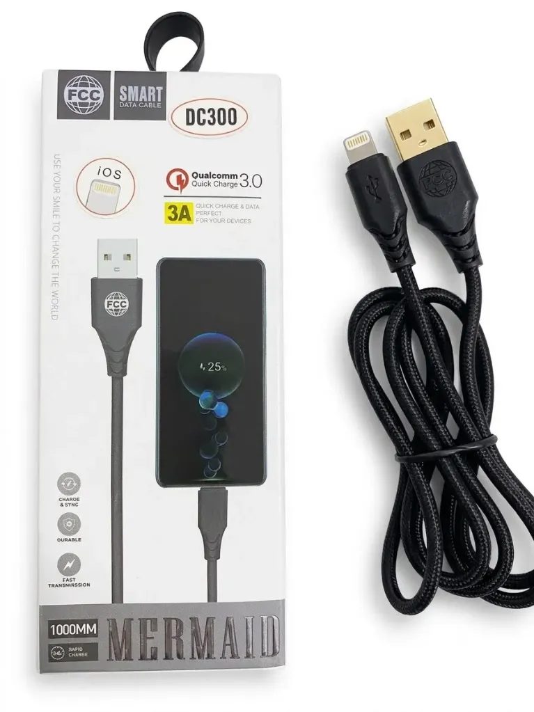 Cable USB-IP 3A FCC DC300 QC3.0 Trenzado Mermaid