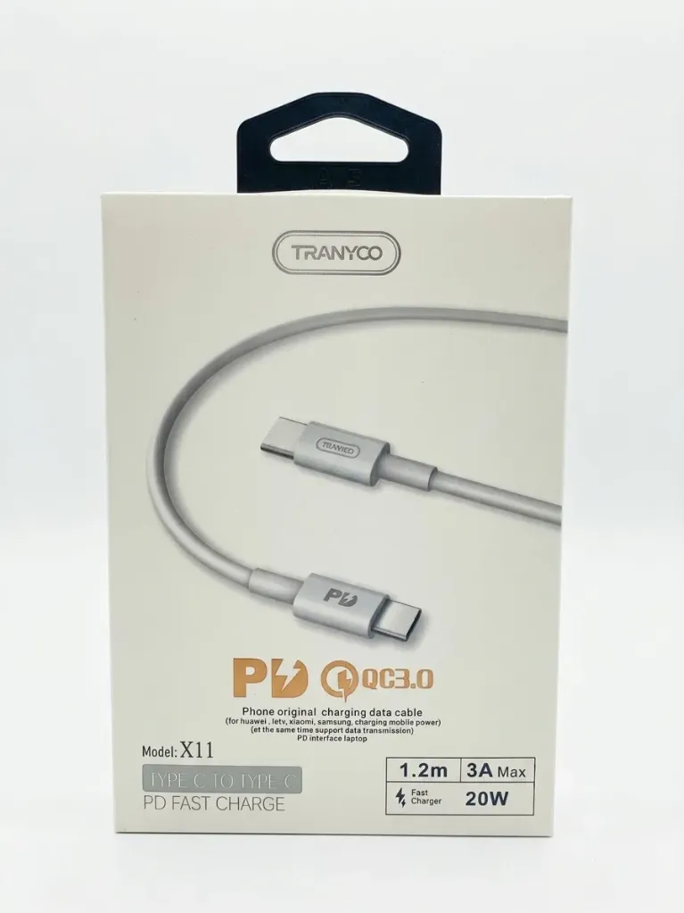 [X11] Cable TPC-TPC TRANYOO X11 (20W / 3A) Carga Rápida y Datos