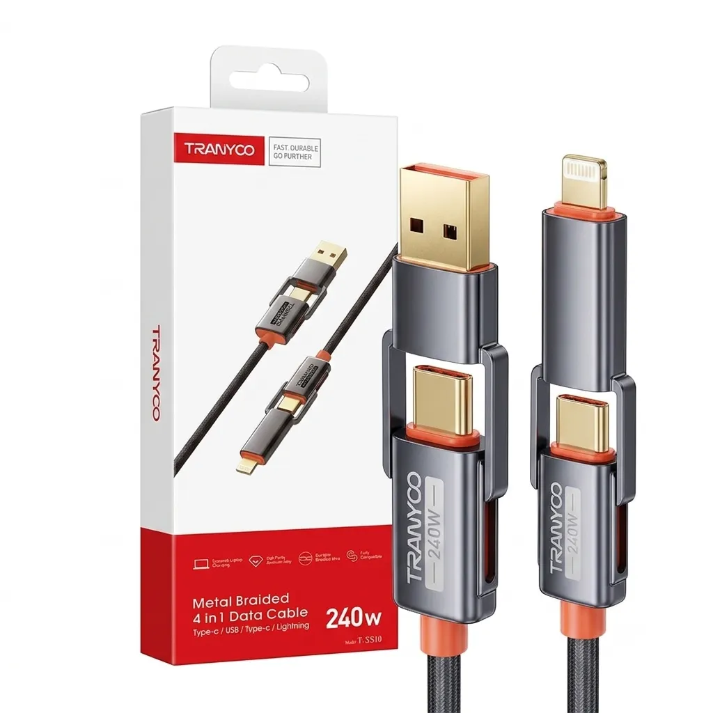 Cable Reforzado Multiconector 4 en 1 Tranyoo T-XS10 (240W)