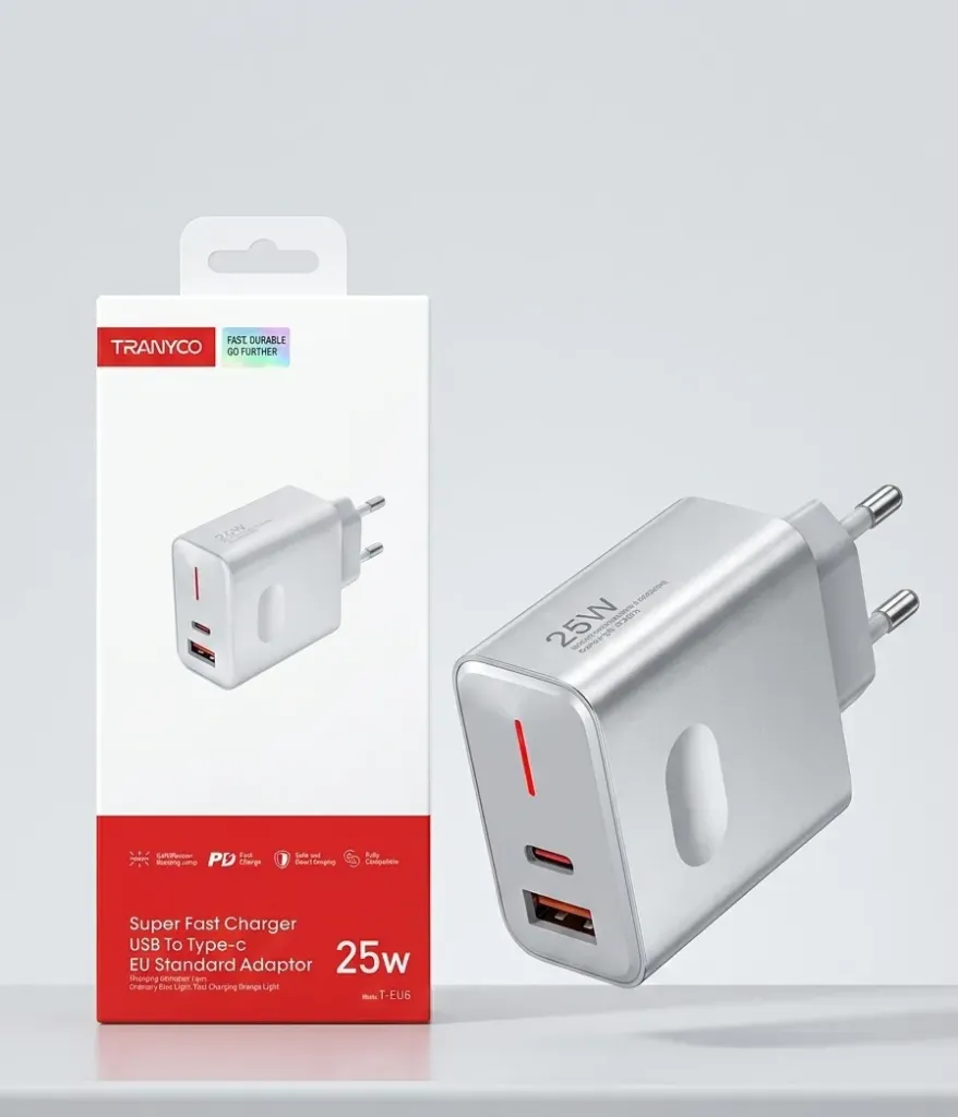 Cargador 2P-(USB,TPC) TRANYCO 25W T-EUS6