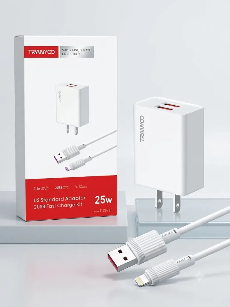 Cargador 2P-(2xUSB) Cable USB-TPC TRANYOO T-C02 IP 14W