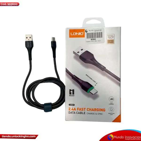 Cable USB-TPC LS521 TC LDNIO Trenzado Luz