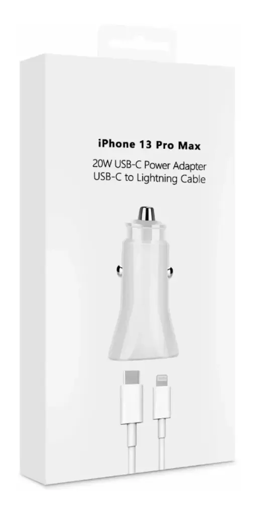 [20W (TIPO C -IP) 13 PRO MAX] Cargador Auto 1P-(TPC) Cable TPC-IP 13 PRO MAX 20W