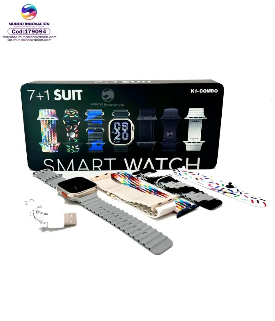SET SMART WATCH K1 CON 7 CORREAS