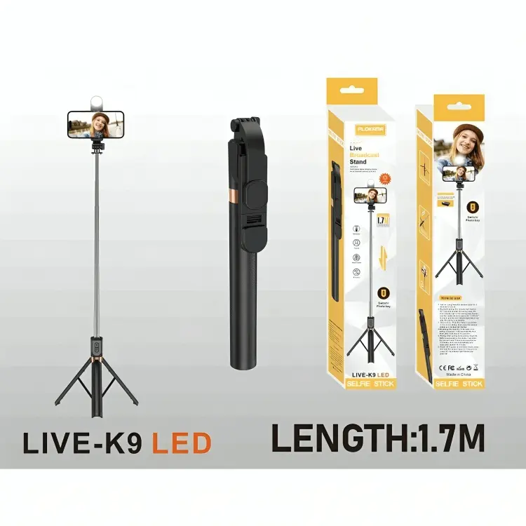 [SELFIE STICK LIVE K9 LED ] SELFIE STICK LIVE K9 LED 170CM